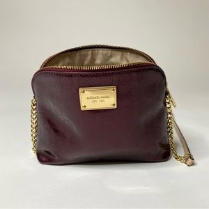 Michael Kors Crossbody Classic Purse Maroon Patent Leather